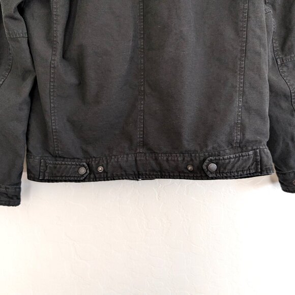 LEVIS Jacket Men's S Black Denim Trucker Mock Neck Snap Pockets Casual Biker - Picture 4 of 14